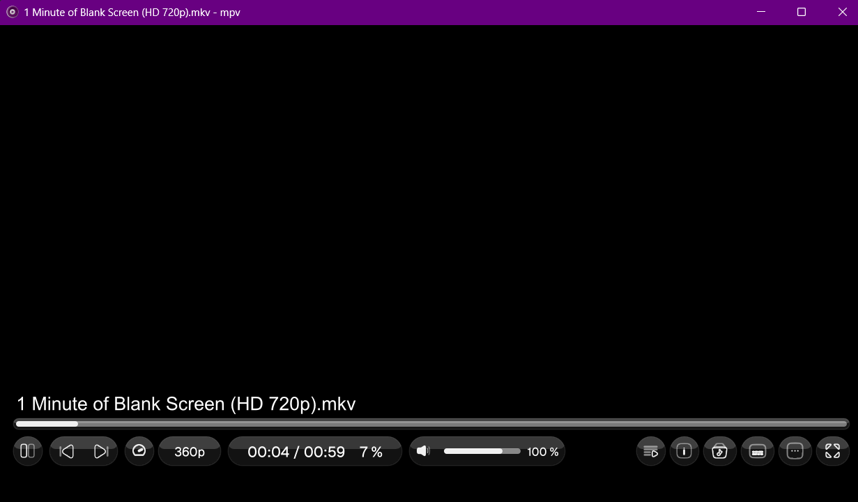 Two-row control layout: full-width frosted progress bar above a YouTube-style button row.